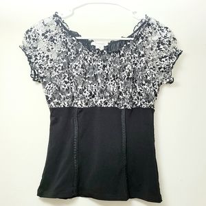 Dressbarn Black Off shoulder Peasant Blouse Dress Top